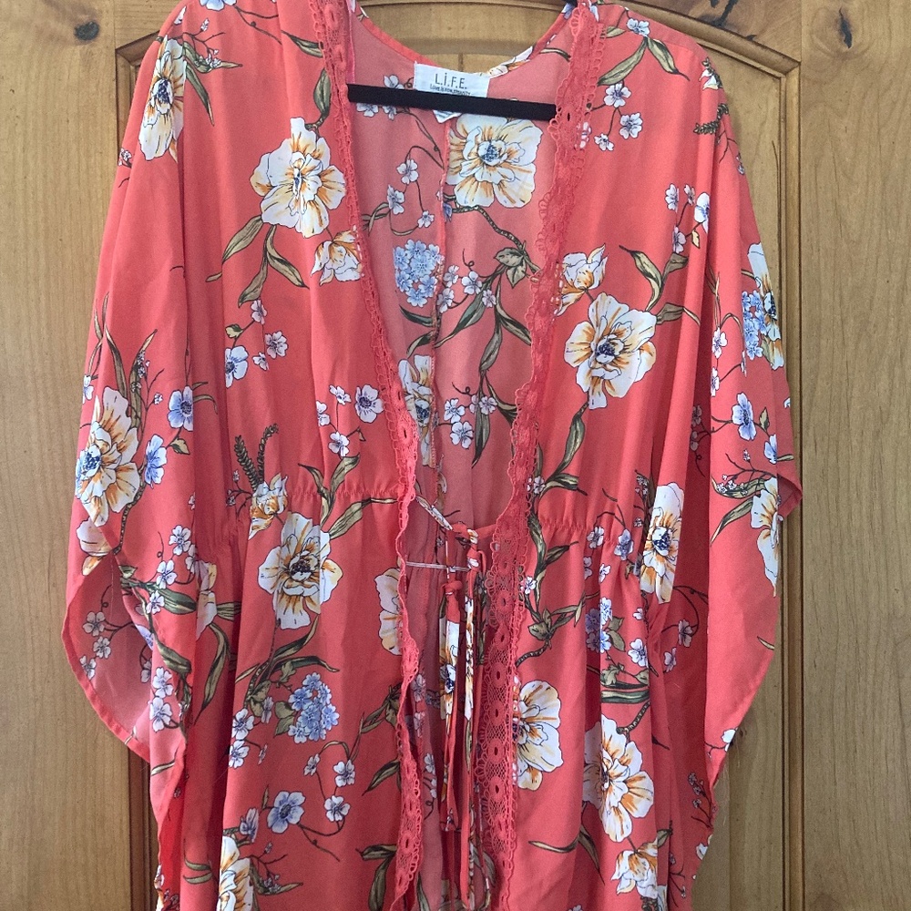 Coral Kimono Cardigan Coverup